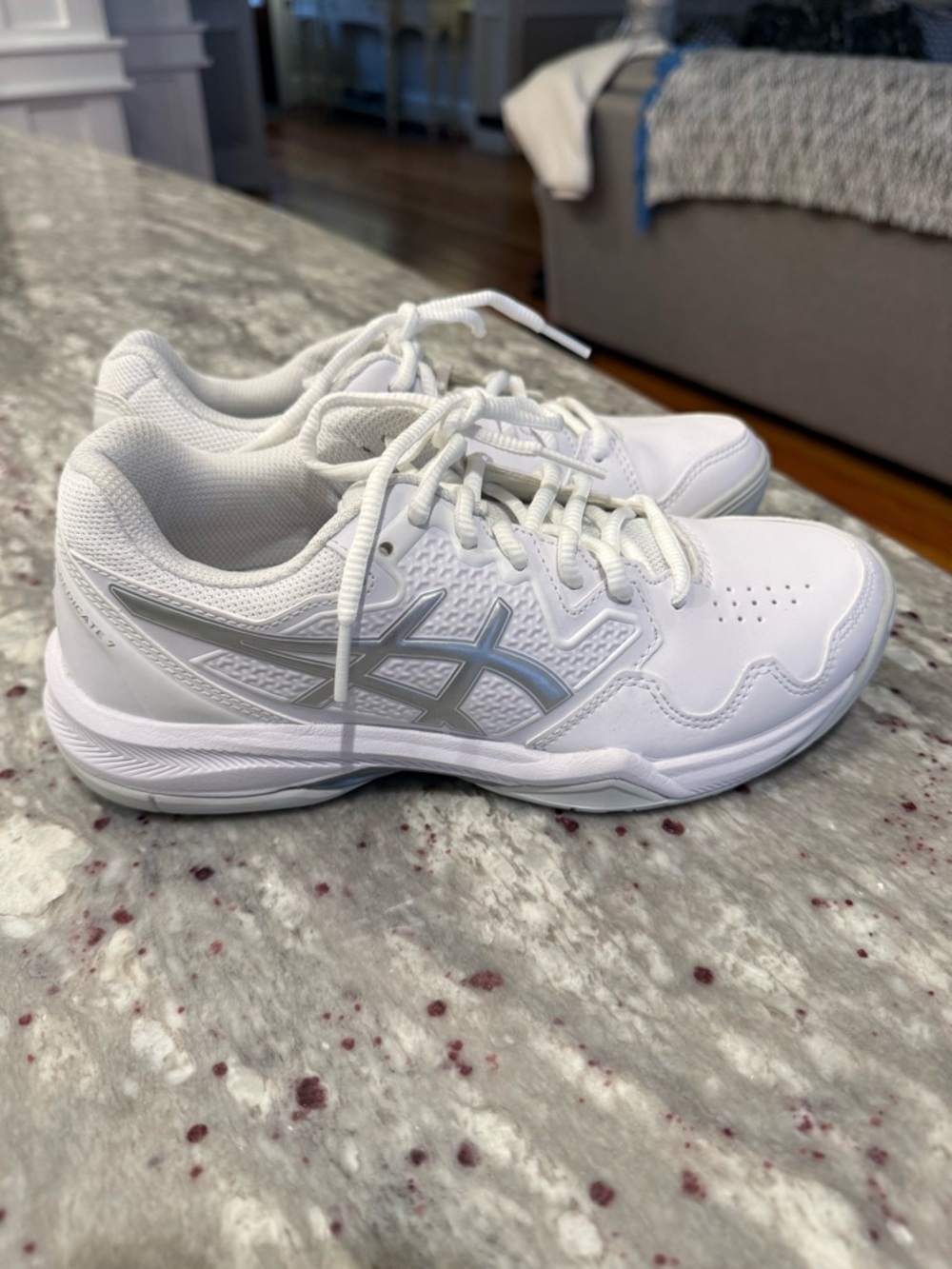 ASICS White Sneakers with Silver Accents NEW, No Box